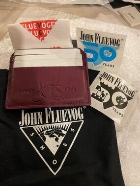 John Fluevog Bobsie Purple Leather Card Holder